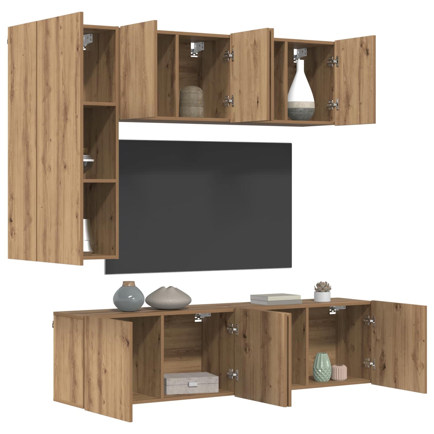 UnitÃ  TV da Parete 5 pcs Rovere artigianale Legno multistrato