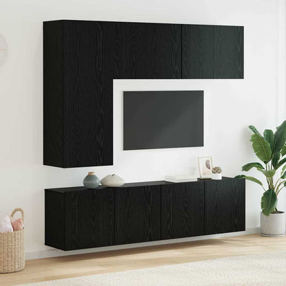 UnitÃƒÂ  TV da Parete 5 pcs Rovere Nero Legno multistrato