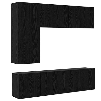 UnitÃƒÂ  TV da Parete 5 pcs Rovere Nero Legno multistrato