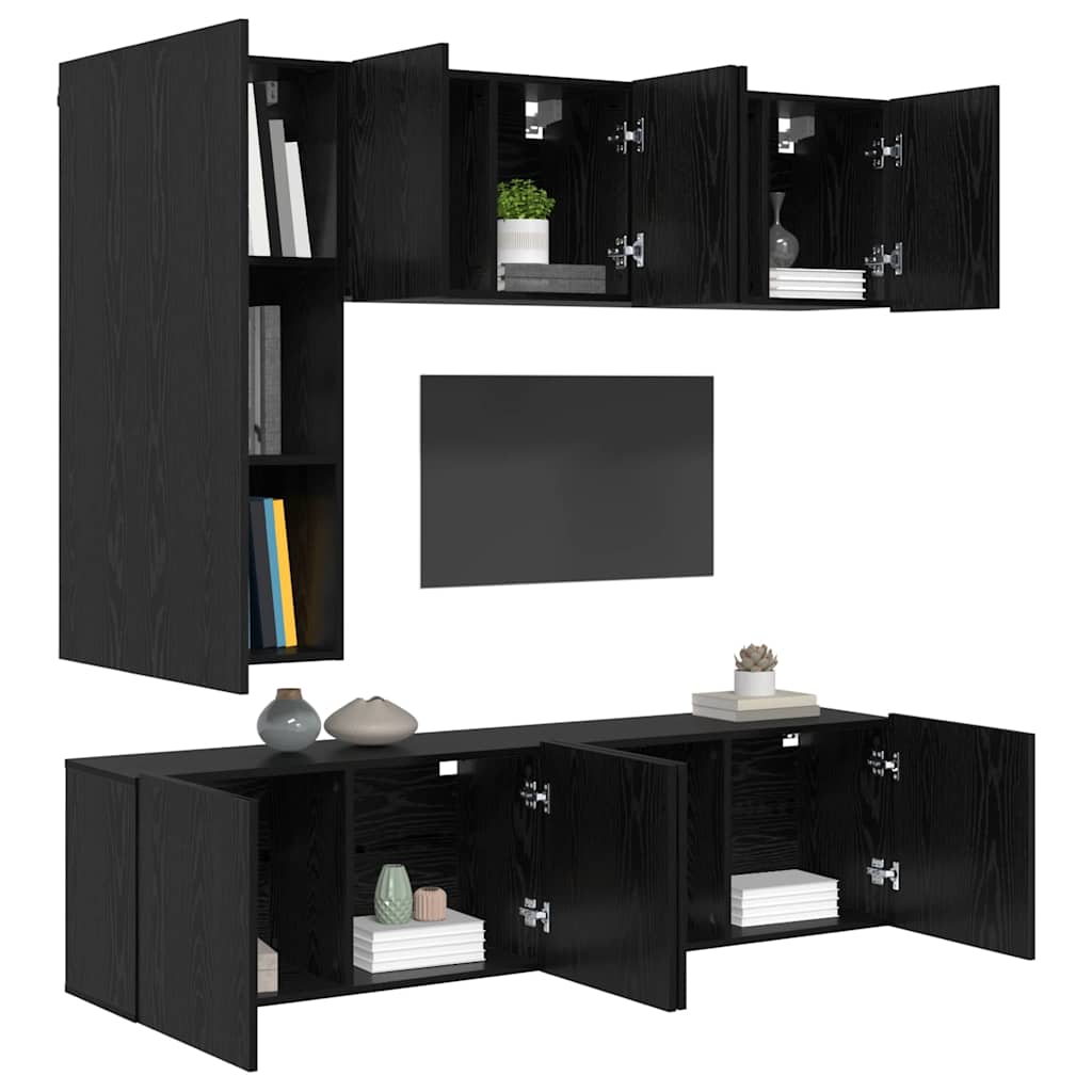 UnitÃƒÂ  TV da Parete 5 pcs Rovere Nero Legno multistrato