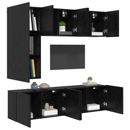 UnitÃƒÂ  TV da Parete 5 pcs Rovere Nero Legno multistrato