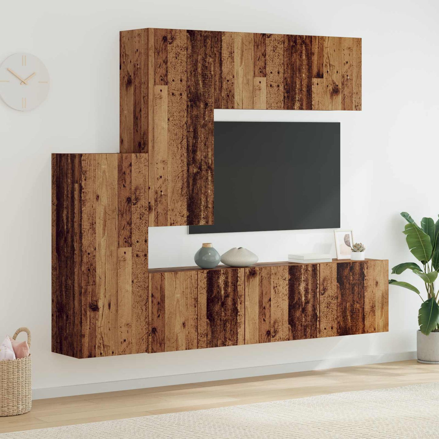 UnitÃ  TV da Parete 5 pcs Legno vecchio Legno multistrato
