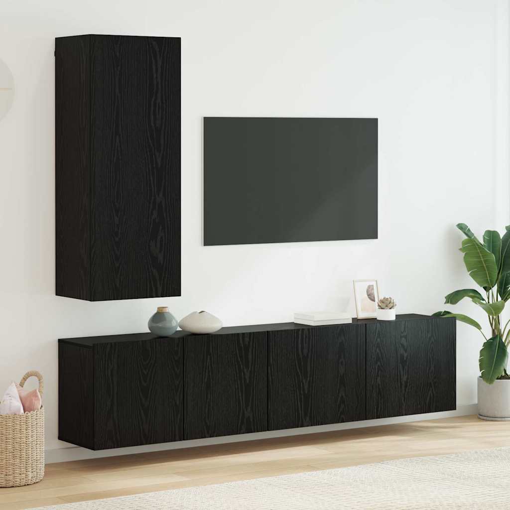 UnitÃƒÂ  TV da Parete 5 pcs Rovere Nero Legno multistrato