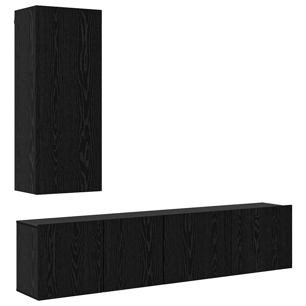 UnitÃƒÂ  TV da Parete 5 pcs Rovere Nero Legno multistrato