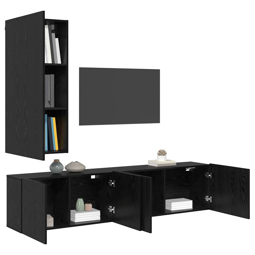 UnitÃƒÂ  TV da Parete 5 pcs Rovere Nero Legno multistrato