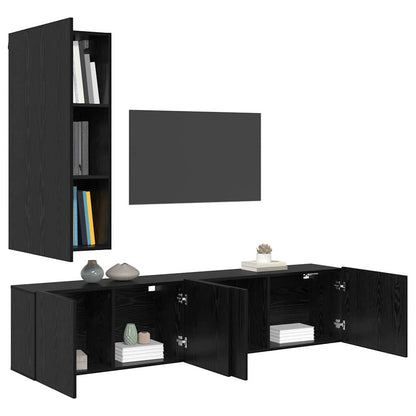 UnitÃƒÂ  TV da Parete 5 pcs Rovere Nero Legno multistrato