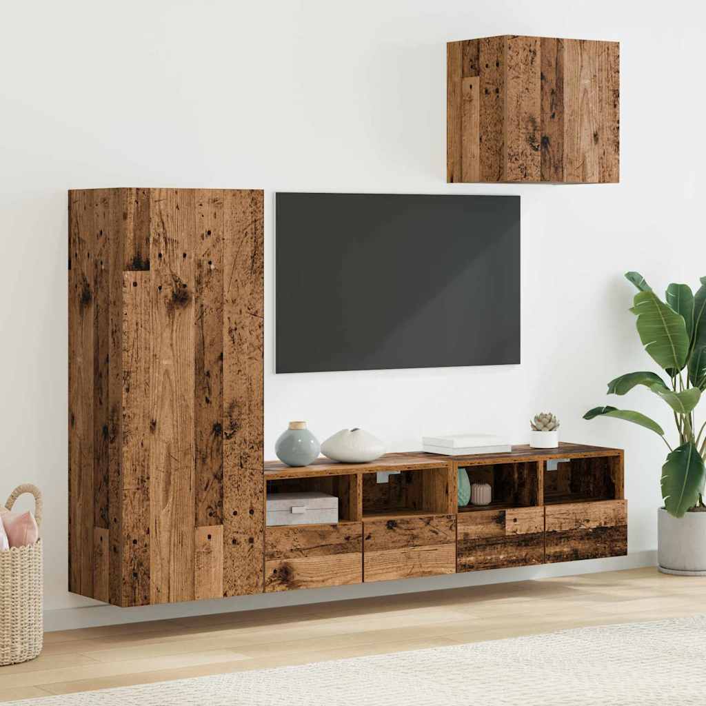 UnitÃ  per TV a Muro 4 pcs Legno vecchio Legno multistrato