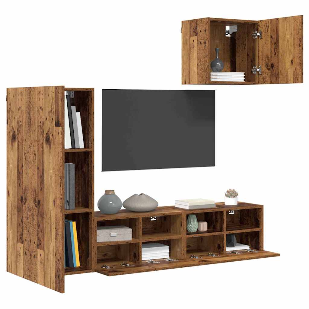 UnitÃ  per TV a Muro 4 pcs Legno vecchio Legno multistrato