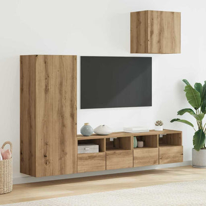 UnitÃ  per TV a Muro 4 pcs Rovere artigianale Legno multistrato
