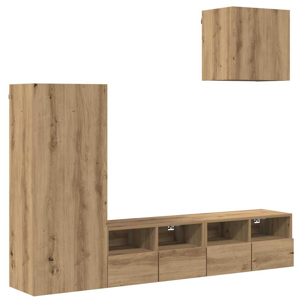 UnitÃ  per TV a Muro 4 pcs Rovere artigianale Legno multistrato