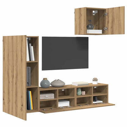 UnitÃ  per TV a Muro 4 pcs Rovere artigianale Legno multistrato