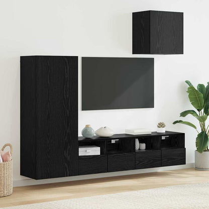 UnitÃƒÂ  per TV a Muro 4 pcs Rovere Nero Legno multistrato