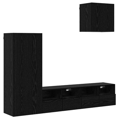 UnitÃƒÂ  per TV a Muro 4 pcs Rovere Nero Legno multistrato