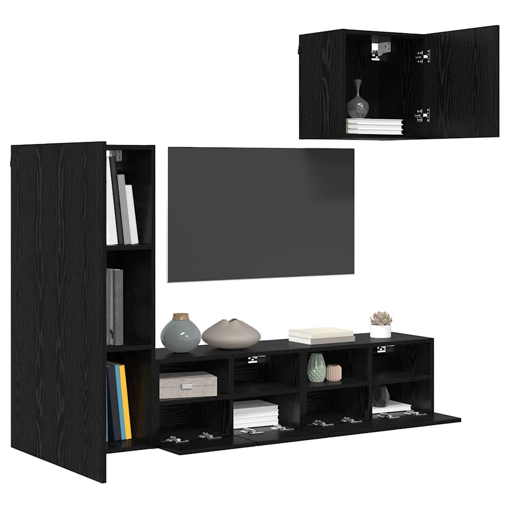 UnitÃƒÂ  per TV a Muro 4 pcs Rovere Nero Legno multistrato