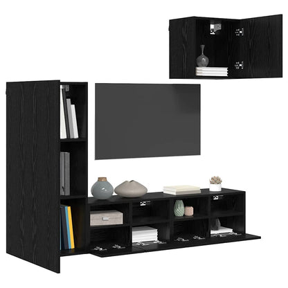 UnitÃƒÂ  per TV a Muro 4 pcs Rovere Nero Legno multistrato