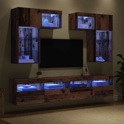 UnitÃƒÂ  per TV a Muro 6 pcs Rovere Nero Legno multistrato