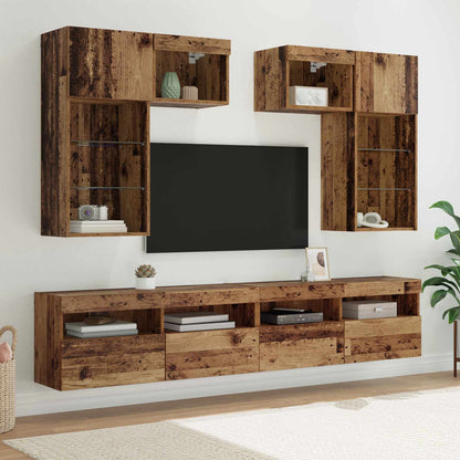 UnitÃƒÂ  per TV a Muro 6 pcs Rovere Nero Legno multistrato