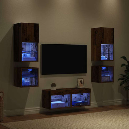 UnitÃ  per TV a Muro 8 pcs Legno vecchio Legno multistrato