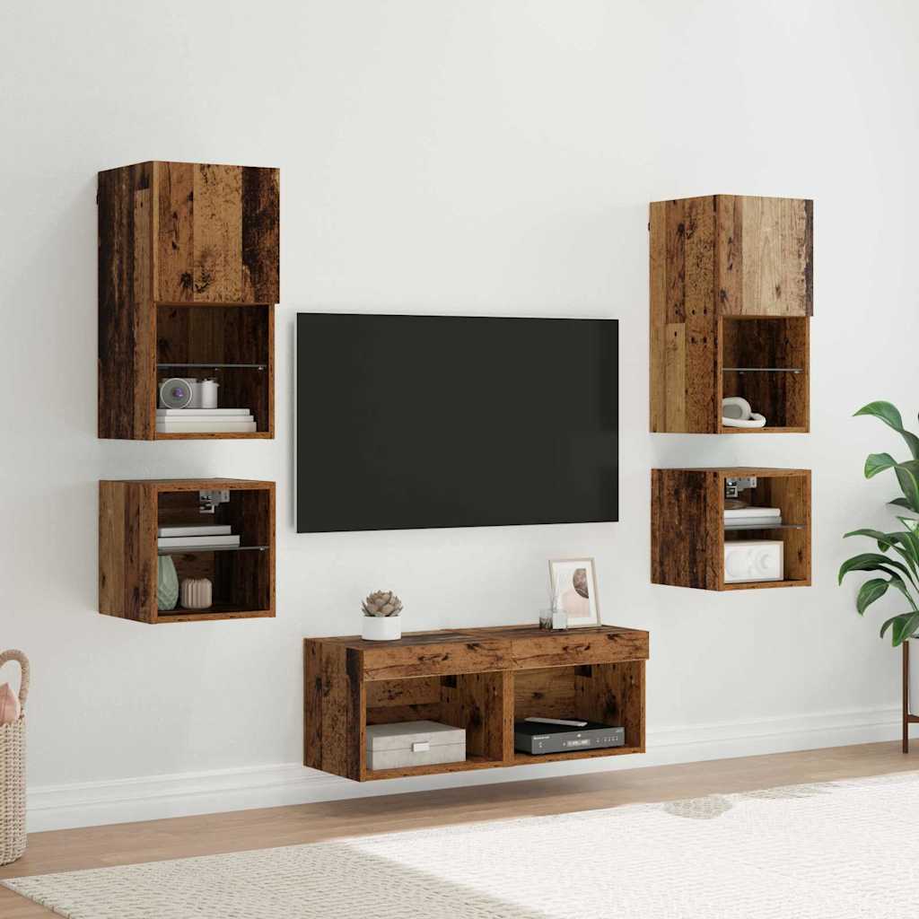 UnitÃ  per TV a Muro 8 pcs Legno vecchio Legno multistrato