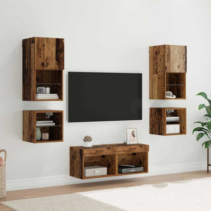 UnitÃ  per TV a Muro 8 pcs Legno vecchio Legno multistrato