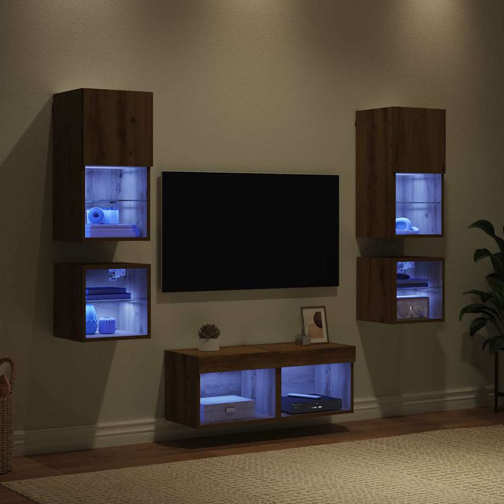 UnitÃ  per TV a Muro 8 pcs Rovere artigianale Legno multistrato