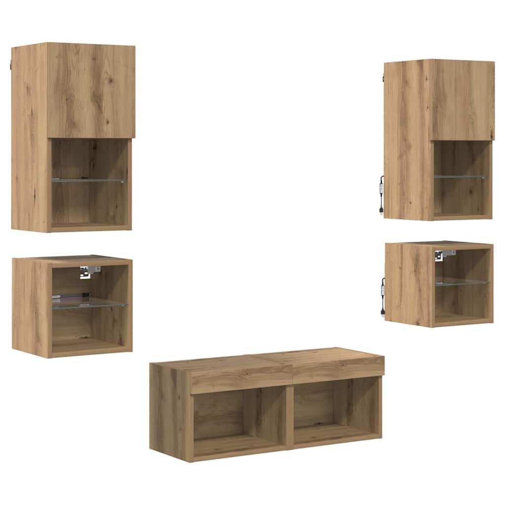 UnitÃ  per TV a Muro 8 pcs Rovere artigianale Legno multistrato