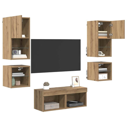 UnitÃ  per TV a Muro 8 pcs Rovere artigianale Legno multistrato