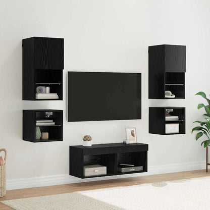 UnitÃ  per TV a Muro 8 pcs Rovere Nero Legno multistrato