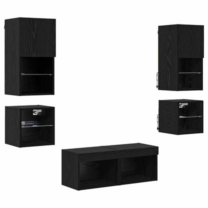 UnitÃ  per TV a Muro 8 pcs Rovere Nero Legno multistrato