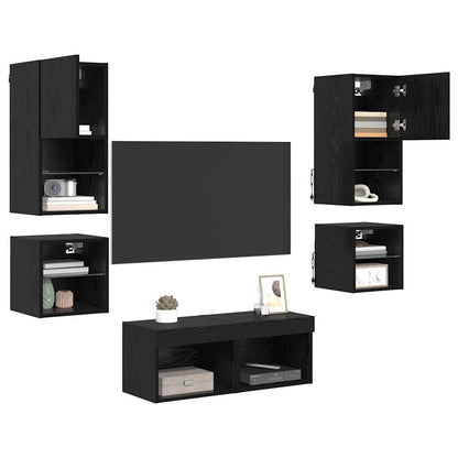 UnitÃ  per TV a Muro 8 pcs Rovere Nero Legno multistrato