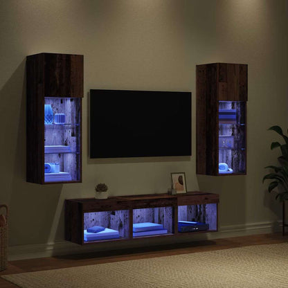UnitÃƒÂ  per TV a Muro 5 pcs Rovere Nero Legno multistrato
