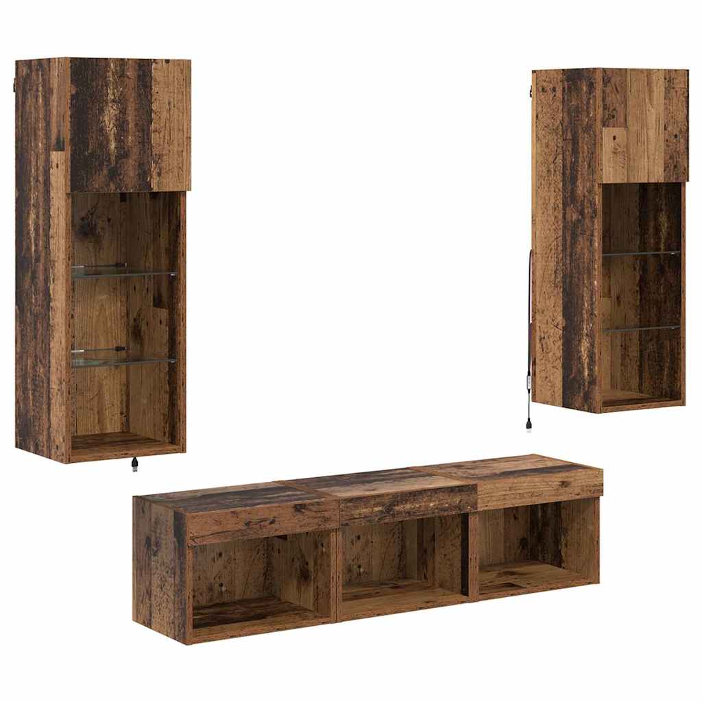UnitÃƒÂ  per TV a Muro 5 pcs Rovere Nero Legno multistrato