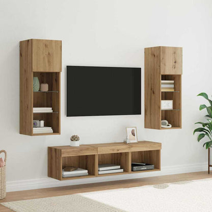 UnitÃƒÂ  per TV a Muro 5 pcs Rovere Nero Legno multistrato