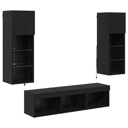 UnitÃƒÂ  per TV a Muro 5 pcs Rovere Nero Legno multistrato