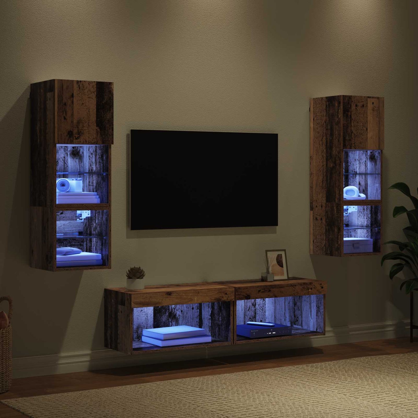 UnitÃ  TV da Parete 6 pcs Legno vecchio Legno multistrato