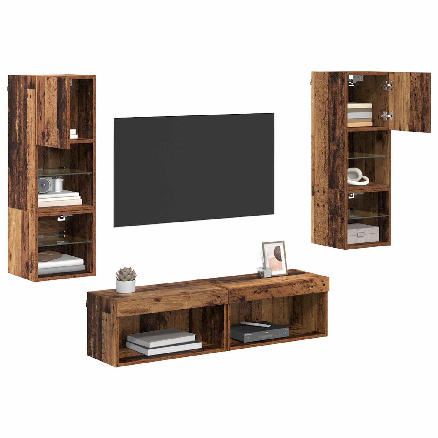 UnitÃ  TV da Parete 6 pcs Legno vecchio Legno multistrato