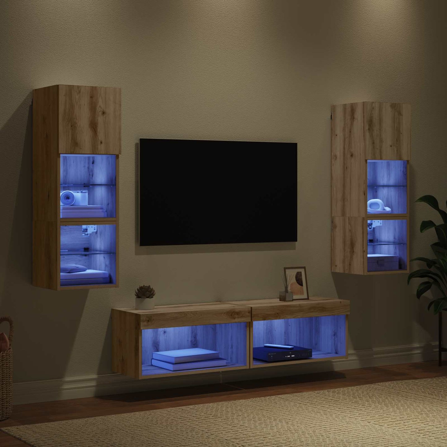 UnitÃ  TV da Parete 6 pcs Rovere artigianale Legno multistrato