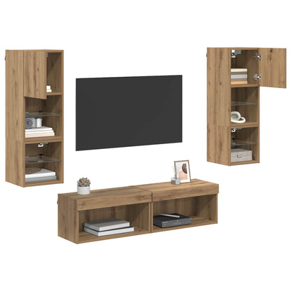 UnitÃ  TV da Parete 6 pcs Rovere artigianale Legno multistrato