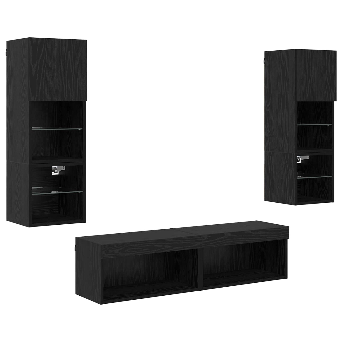 UnitÃ  TV da Parete 6 pcs Rovere Nero Legno multistrato