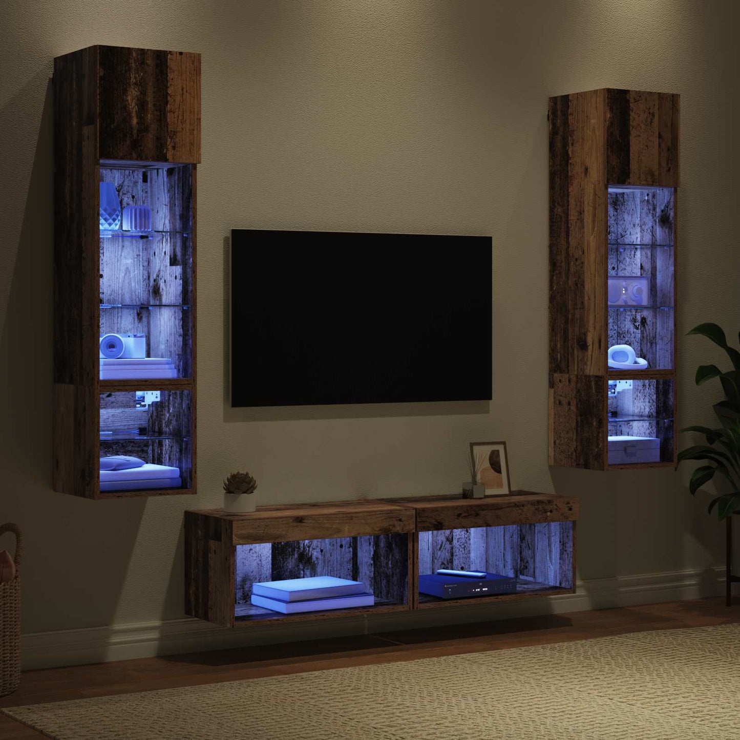 UnitÃ  TV da Parete 6 pcs Legno vecchio Legno multistrato