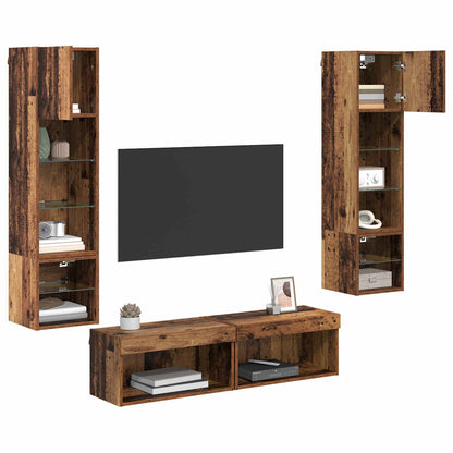 UnitÃ  TV da Parete 6 pcs Legno vecchio Legno multistrato