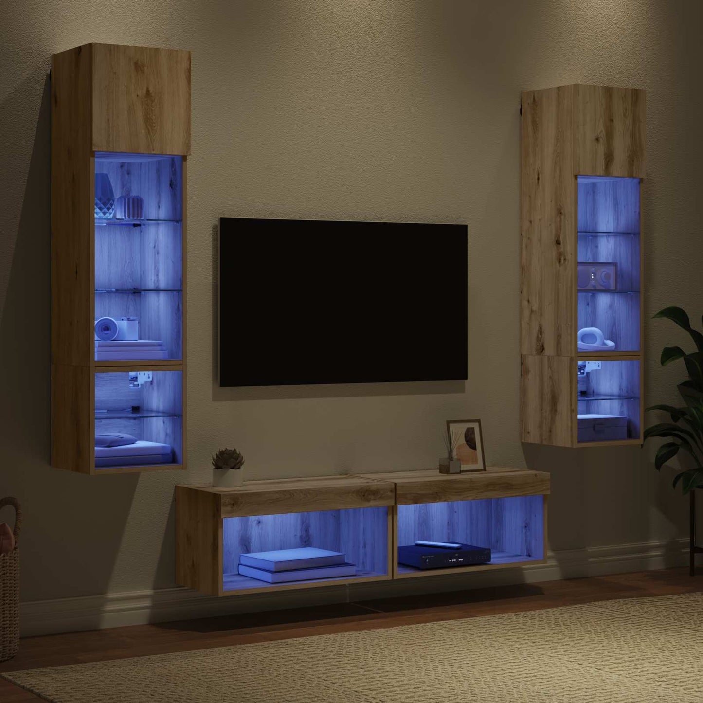 UnitÃ  TV da Parete 6 pcs Rovere artigianale Legno multistrato