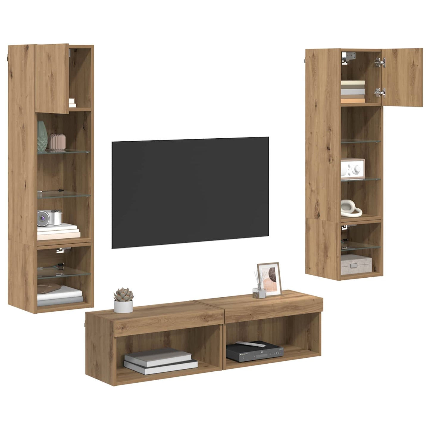 UnitÃ  TV da Parete 6 pcs Rovere artigianale Legno multistrato
