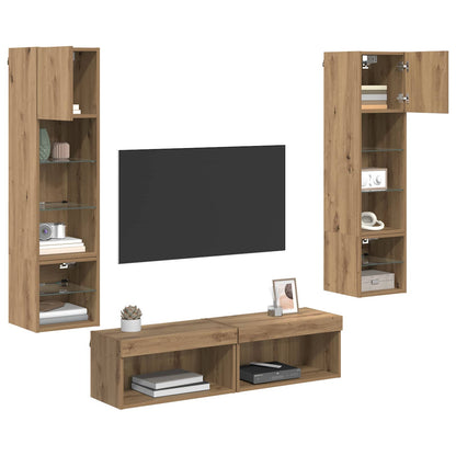 UnitÃ  TV da Parete 6 pcs Rovere artigianale Legno multistrato