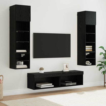 UnitÃ  TV da Parete 6 pcs Rovere Nero Legno multistrato
