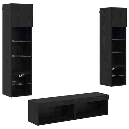 UnitÃ  TV da Parete 6 pcs Rovere Nero Legno multistrato