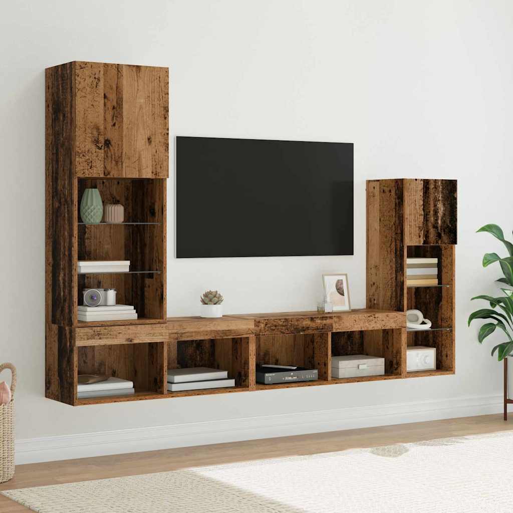 UnitÃ  per TV a Muro 4 pcs Legno vecchio Legno multistrato