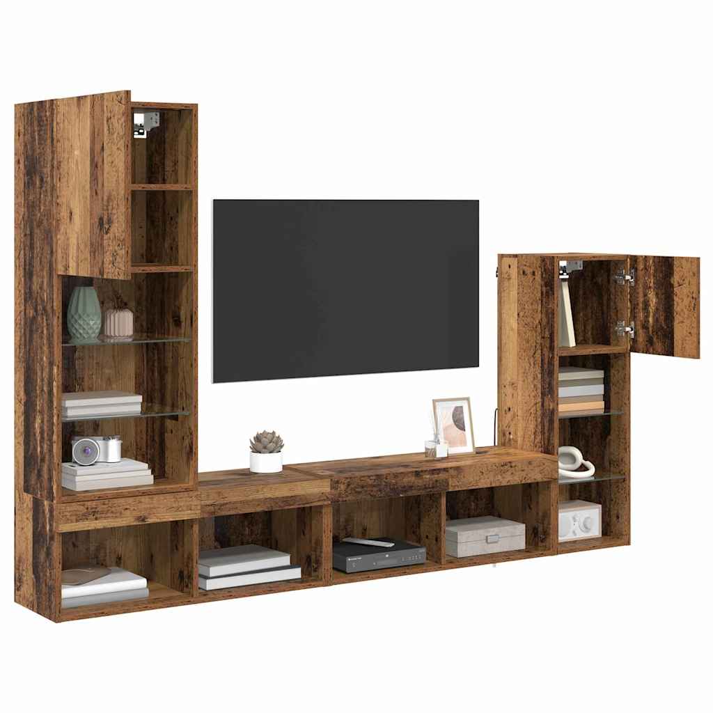 UnitÃ  per TV a Muro 4 pcs Legno vecchio Legno multistrato