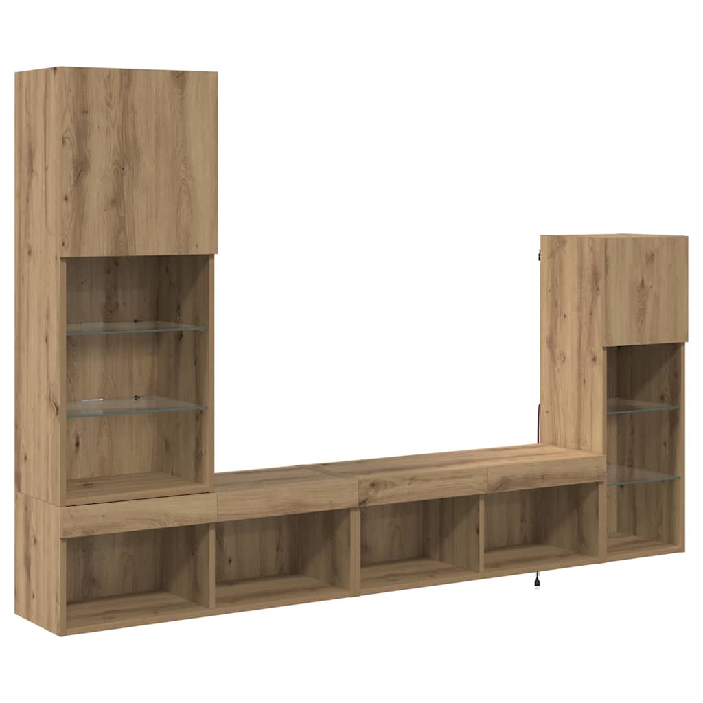 UnitÃ  per TV a Muro 4 pcs Rovere artigianale Legno multistrato