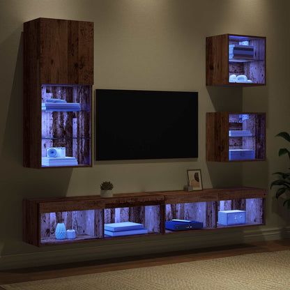 UnitÃƒÂ  a muro per TV con LED 5 pcs Legno vecchio